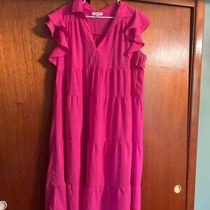 Umgee Vibrant Pink Midi Dress